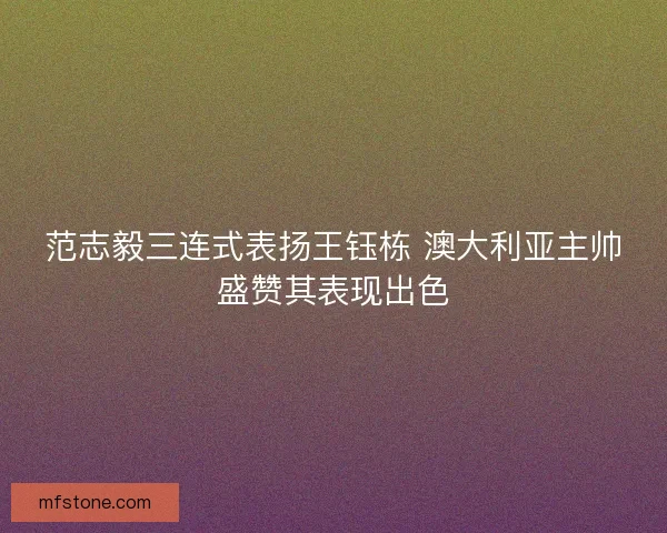 范志毅三连式表扬王钰栋 澳大利亚主帅盛赞其表现出色